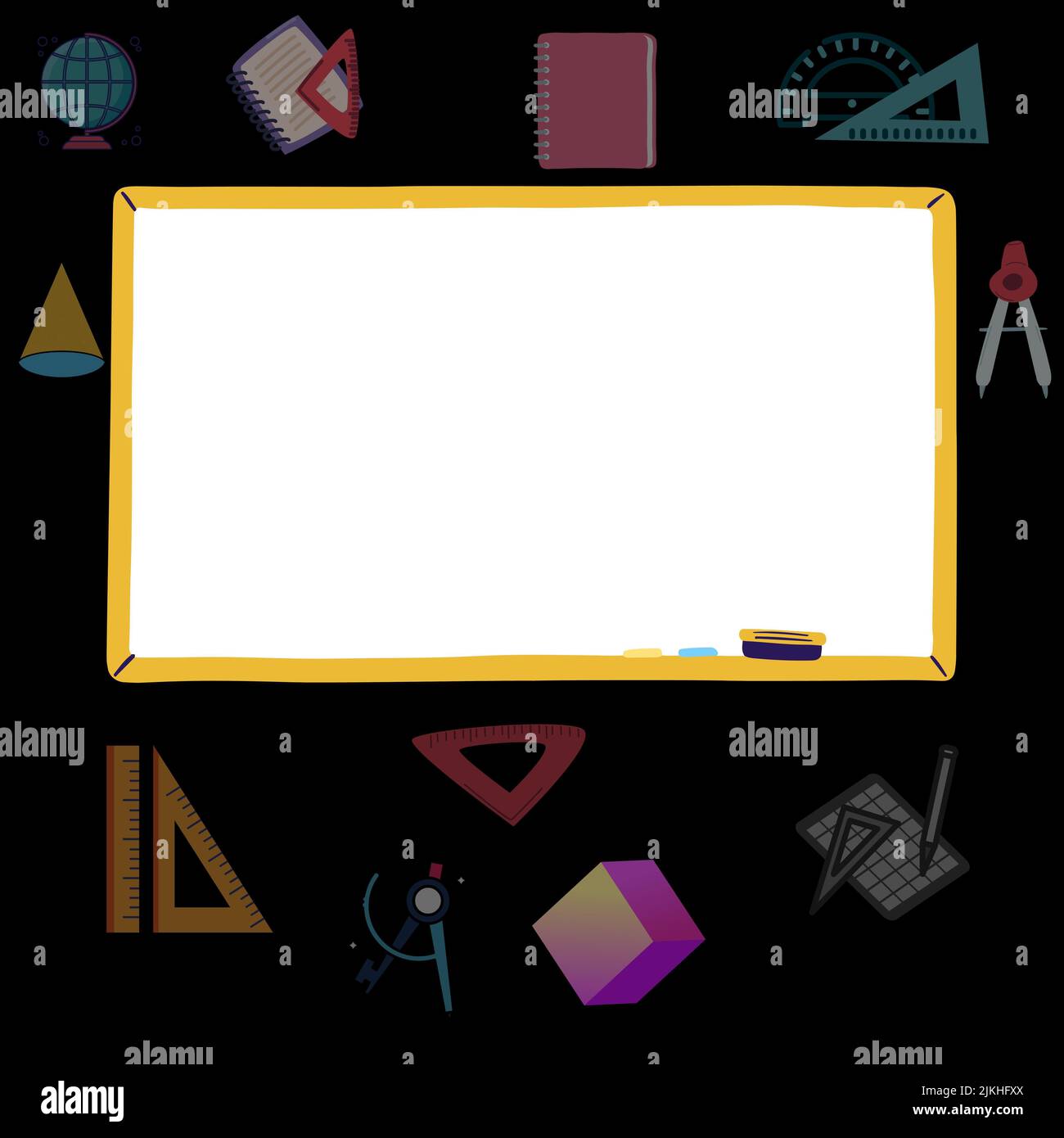 Poster of teaching whiteboard with geometry designs. Education ...