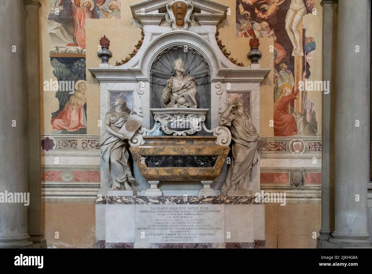 Monumental tomb of Galileo Galilei, Santa Croce cathedral, Florence Stock Photo