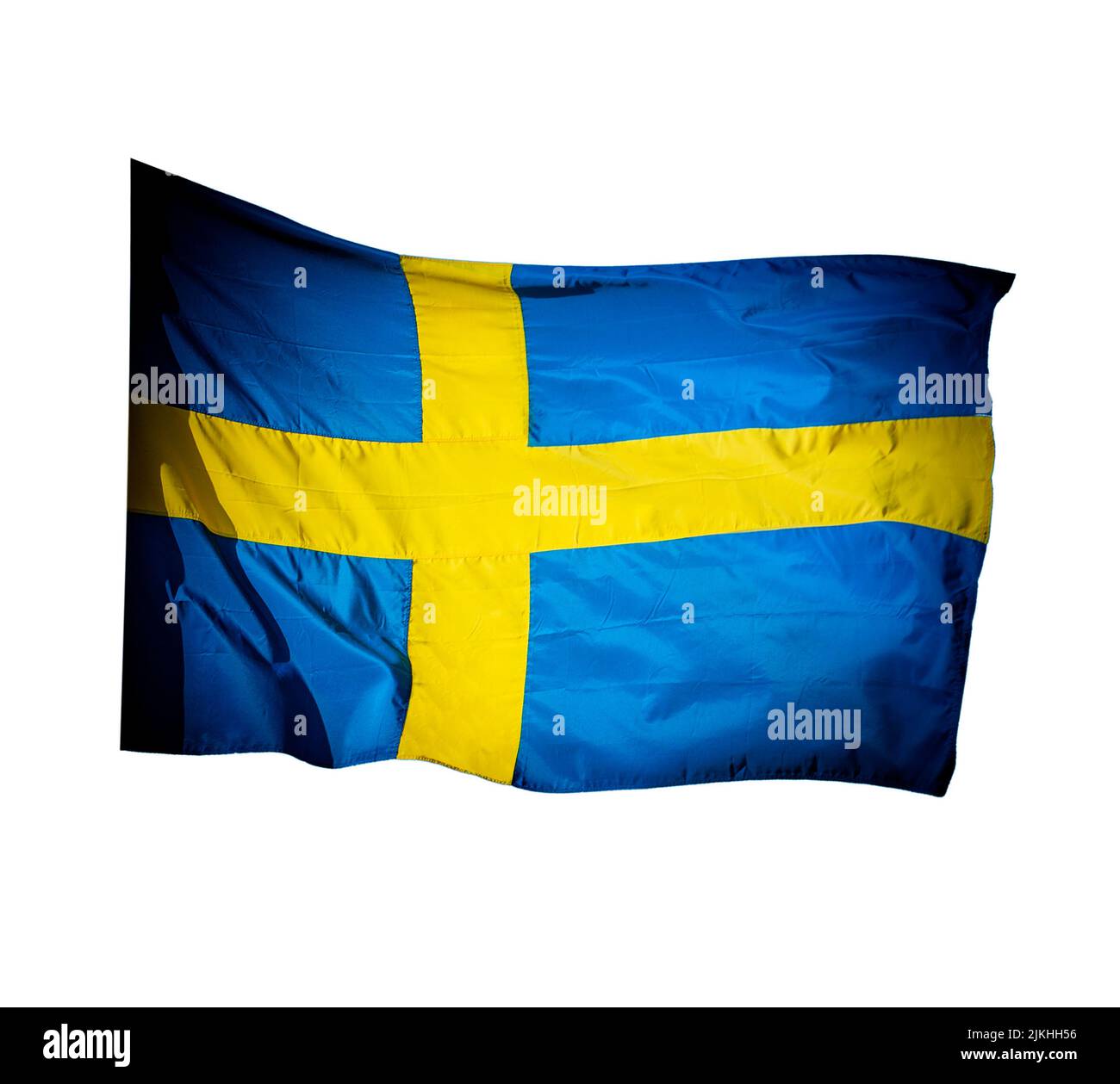 Swedish flag isolated against white background Stock Photo