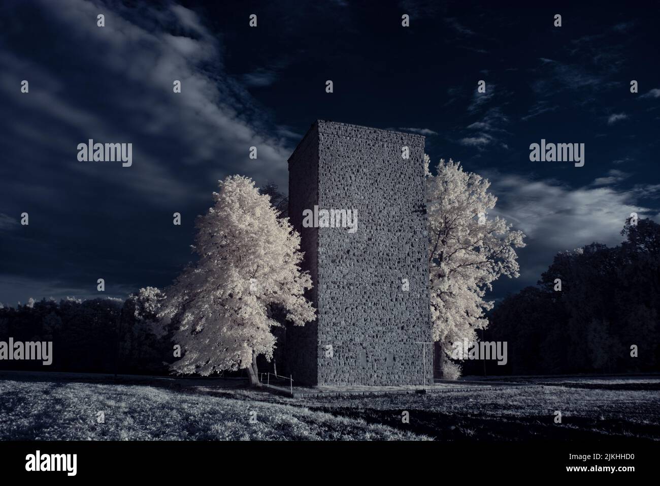 A landscape with snowy trees under sky with clouds Stock Photo - Alamy