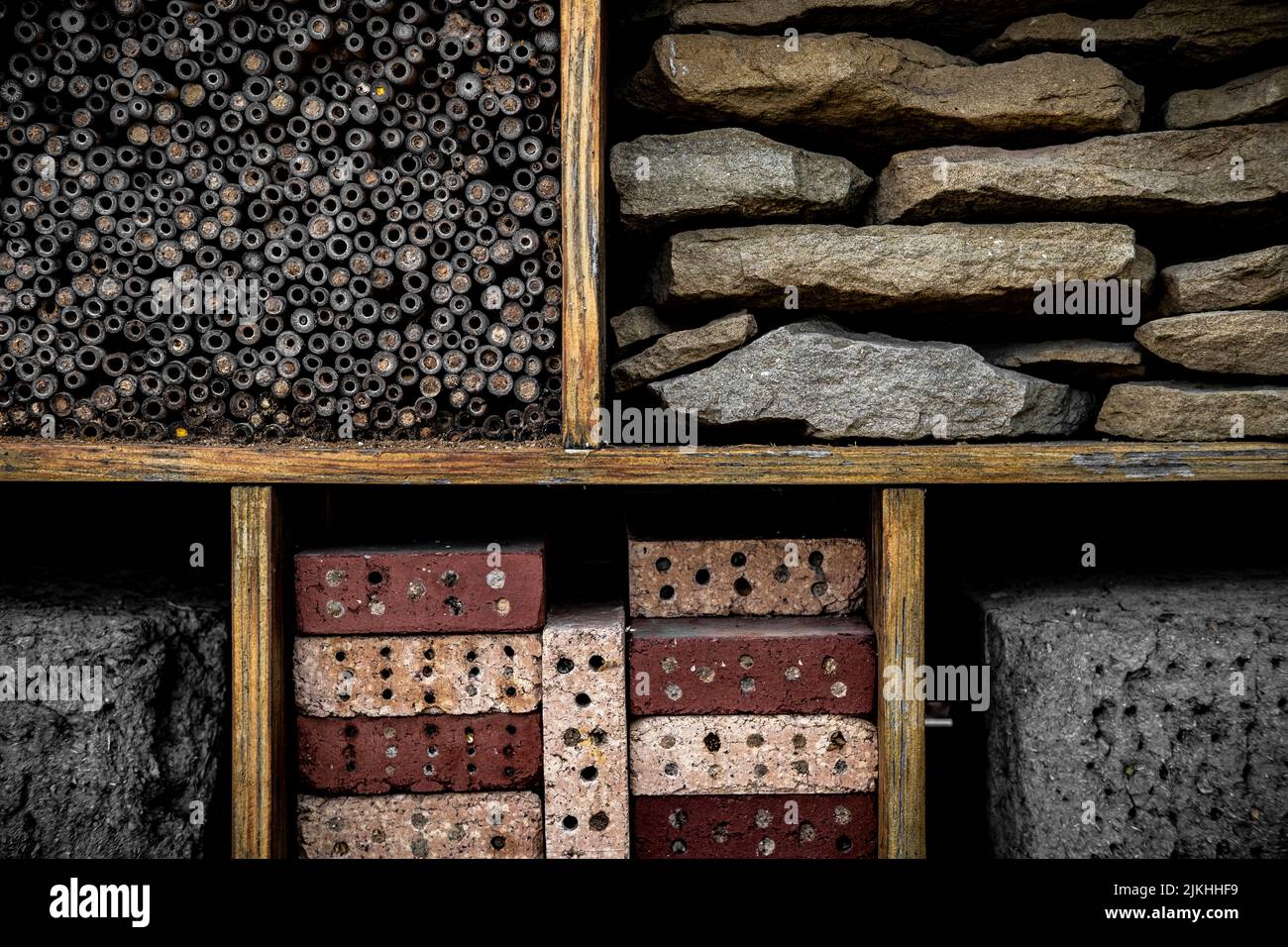 Detail of an insect hotel Stock Photo