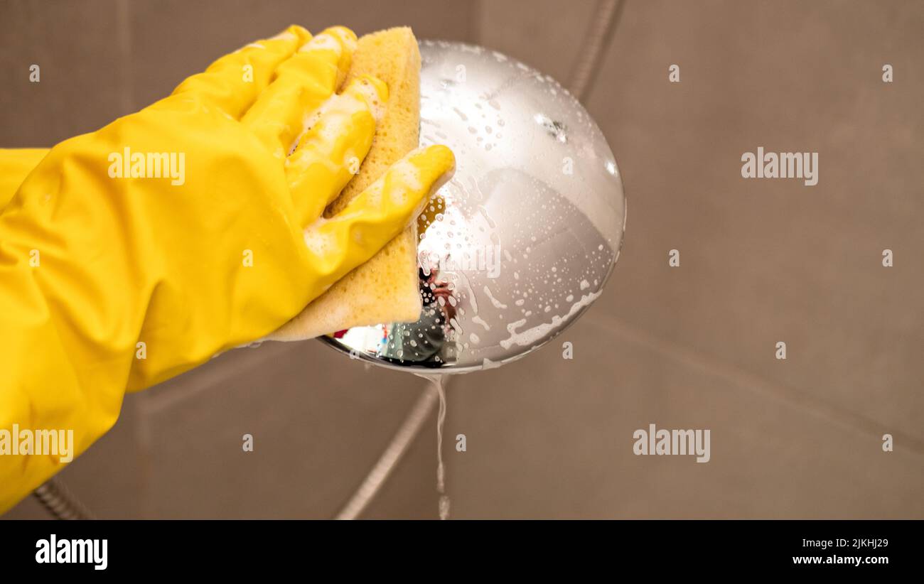 woman-washes-the-shower-tray-stock-photo-alamy