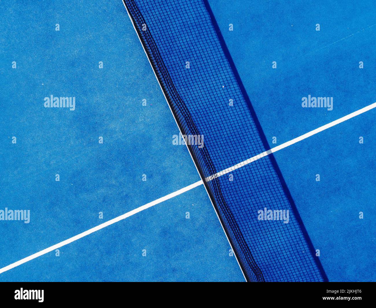 Aerial drone view of blue paddle tennis court Stock Photo
