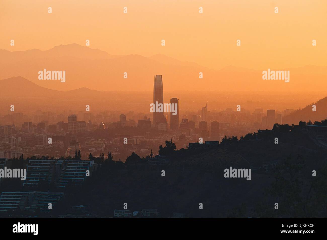 A photo of Santiago de Chile, with the Costanera Center, the tallest