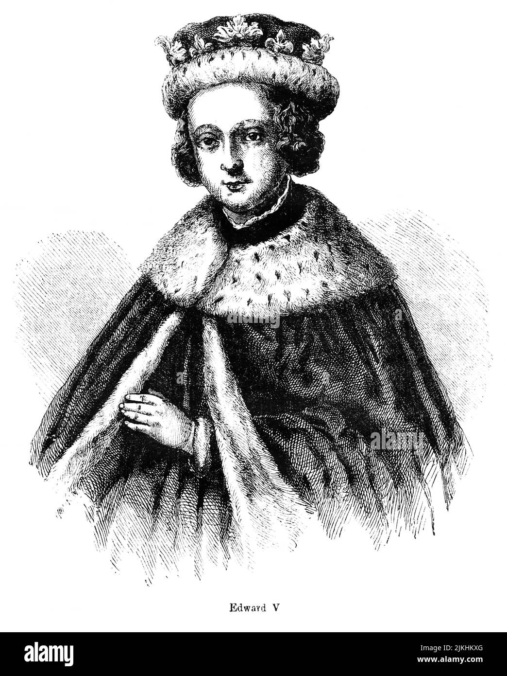 Edward V, Illustration from the Book, 'John Cassel’s Illustrated History of England, Volume II', text by William Howitt, Cassell, Petter, and Galpin, London, 1858 Stock Photo