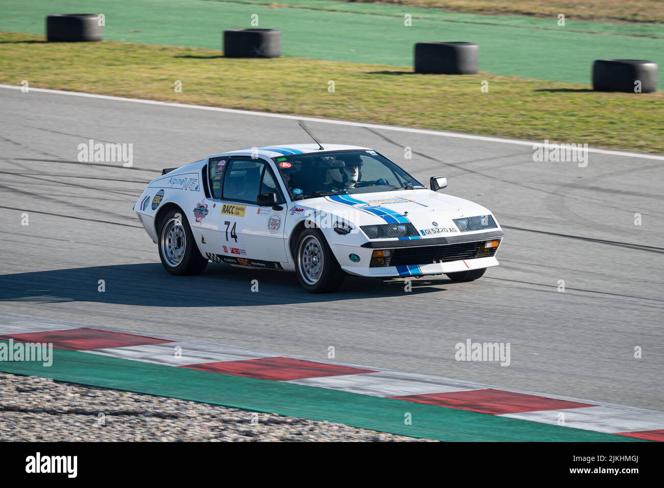 Barcelona, Spain; December 20, 2021: Alpine Renault A310 V6 Racing car in the track of Montmelo Stock Photo