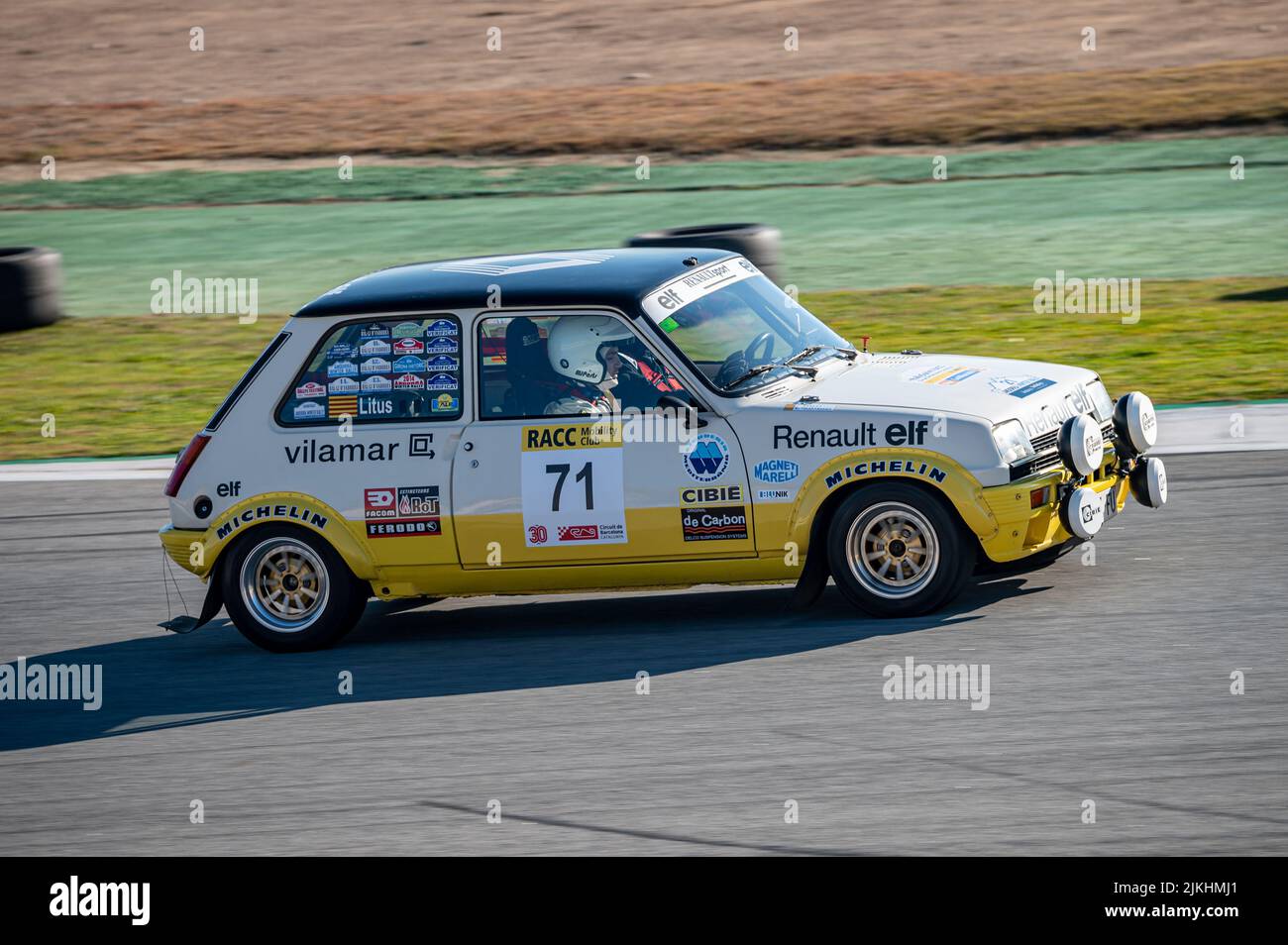 Barcelona, Spain; December 20, 2021: Renault 5 Copa Turbo Racing car in the track of Montmelo Stock Photo