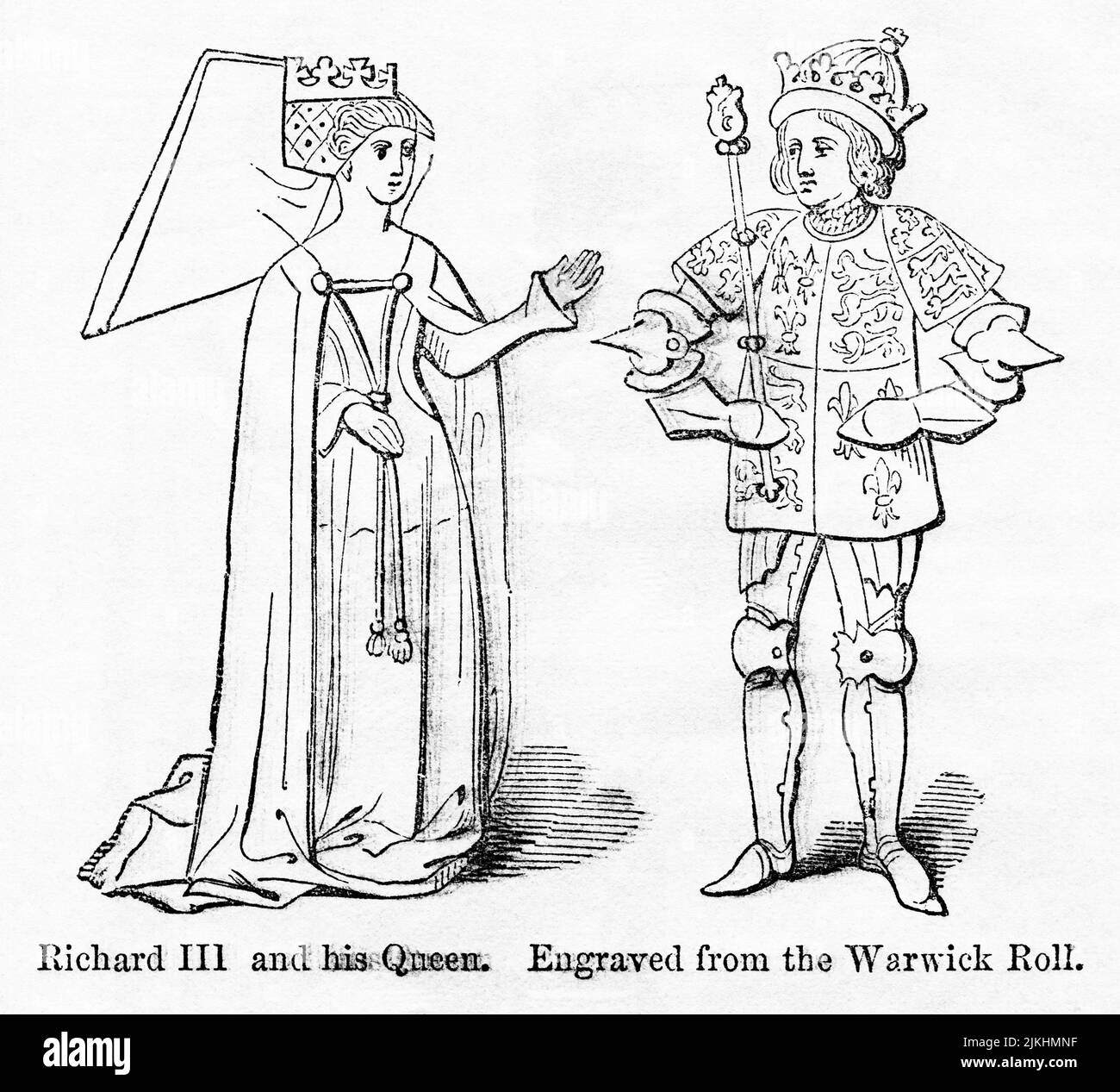 Richard III and his Queen, Illustration from the Book, 'John Cassel’s Illustrated History of England, Volume II', text by William Howitt, Cassell, Petter, and Galpin, London, 1858 Stock Photo