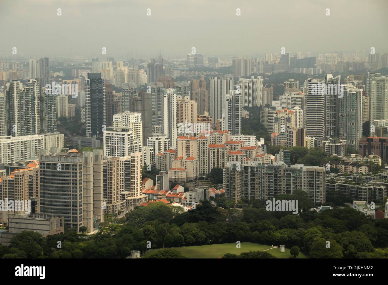 An aerial view of modern architectural buildings in Singapore Stock