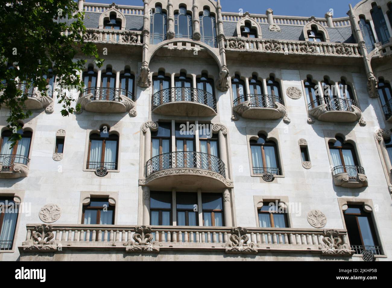 Barcelona, Spain. The famous landmark in Eixample district - Casa Fuster by Lluis Domenech i Montaner. Modernisme (Catalan art nouveau) style Stock Photo