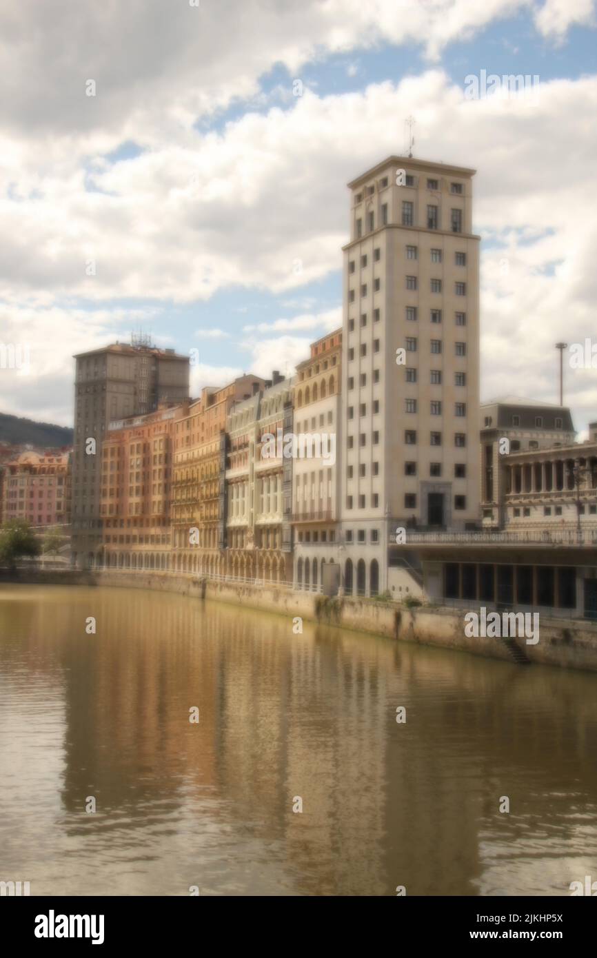 A classic houses along the river that running through the center of