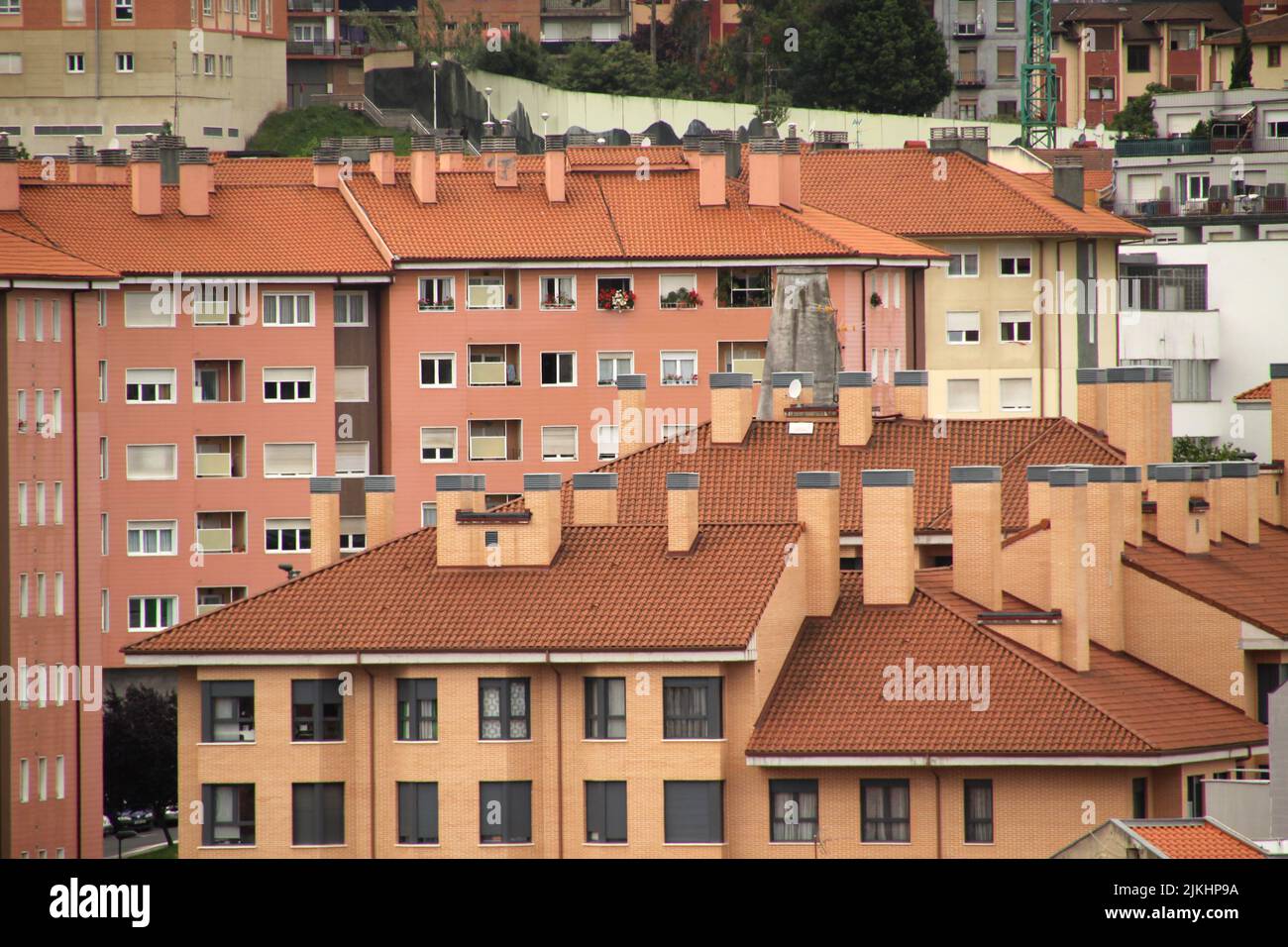 A top view of the roofs of houses in Bilbao, Spain Stock Photo Alamy
