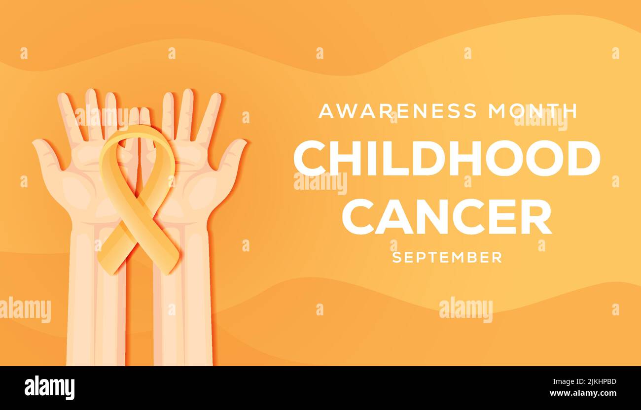Childhood cancer awareness month illustration background with hands and