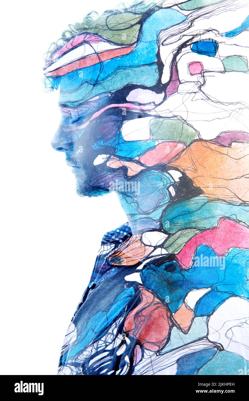 Double exposure face painting hi-res stock photography and images - Alamy