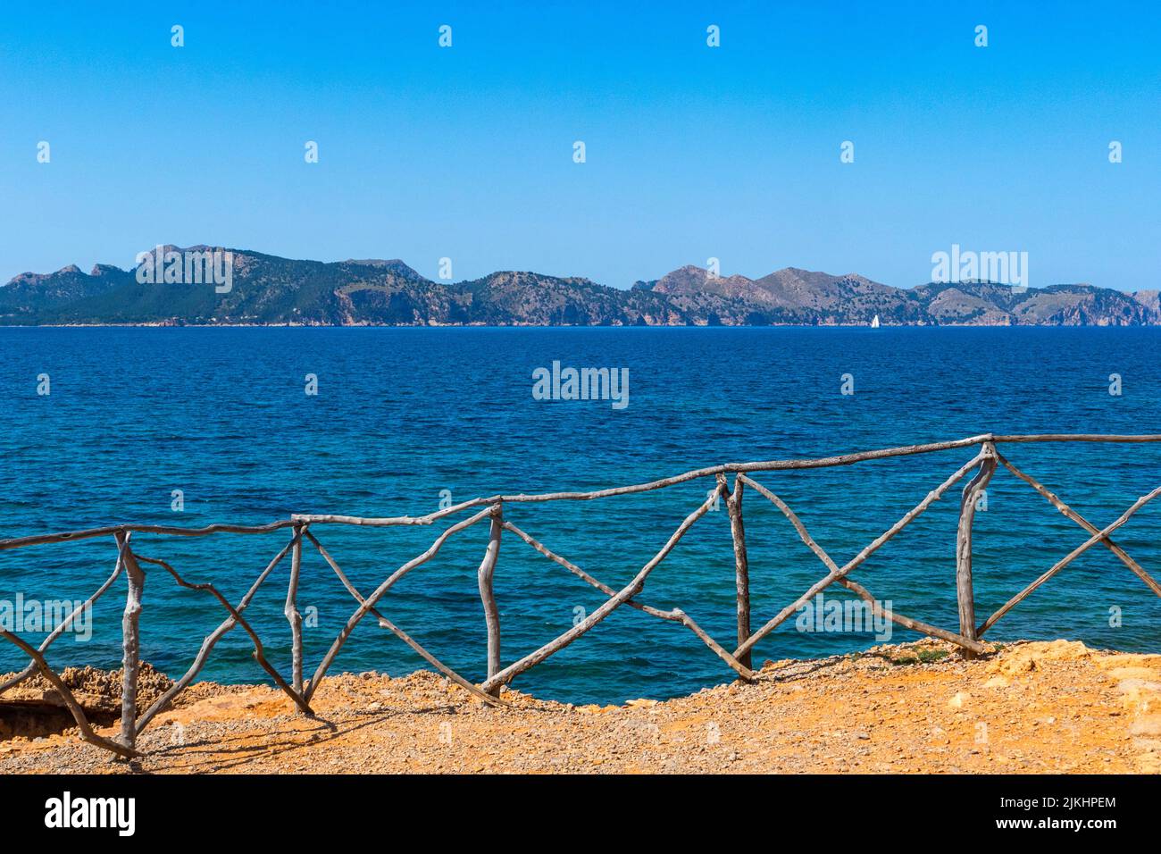 Coast near S'Illot, peninsula Victoria near Alcudia, view to Cap Formentor, Majorca, Balearic Islands, Spain Stock Photo