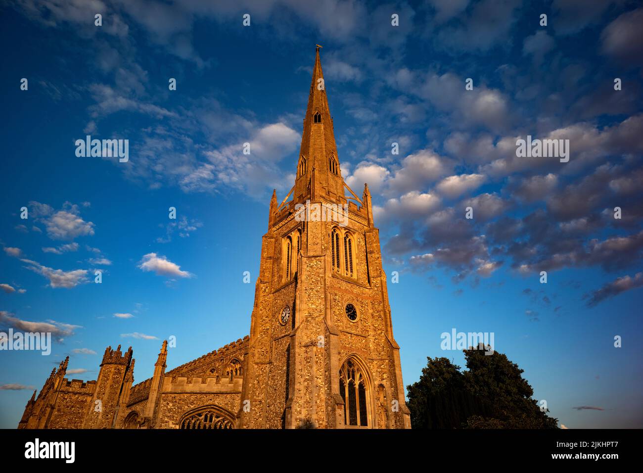 Thaxted Essex England Thaxted Church in evening sunshine July 2022 Stock Photo