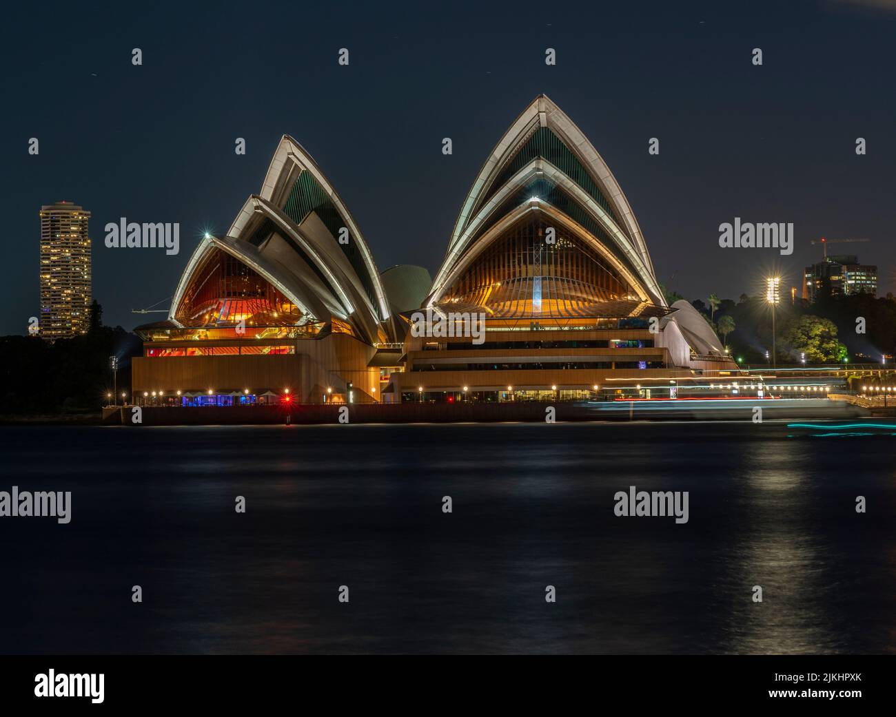 A Stunning night view of Sydney Opera House against night sky, Sydney