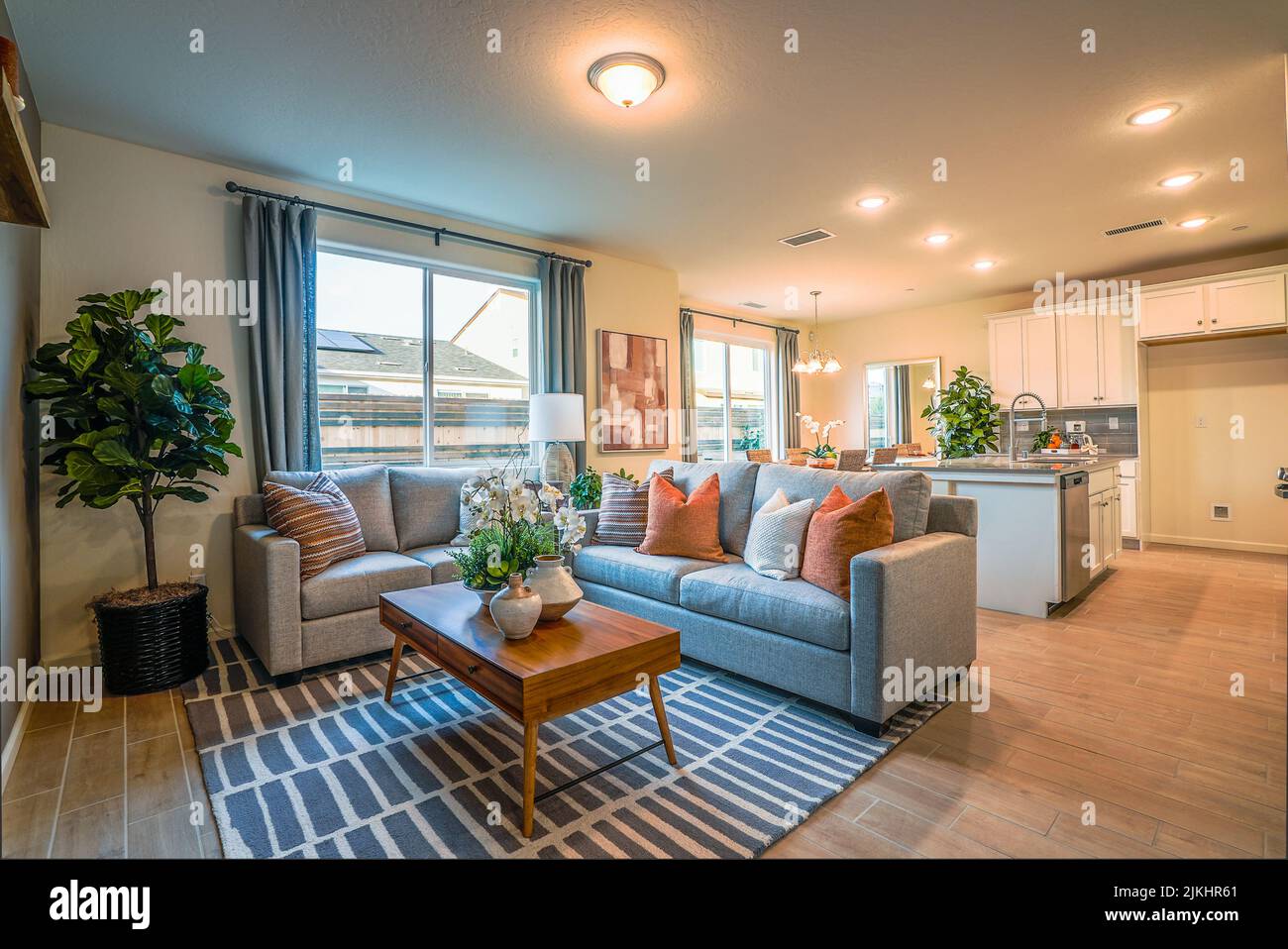 a beautiful interior design of a living room Stock Photo - Alamy