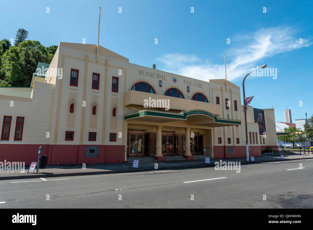Art Deco Municipal Theatre in downtown Napier, North Island of New Zealand Stock Photo
