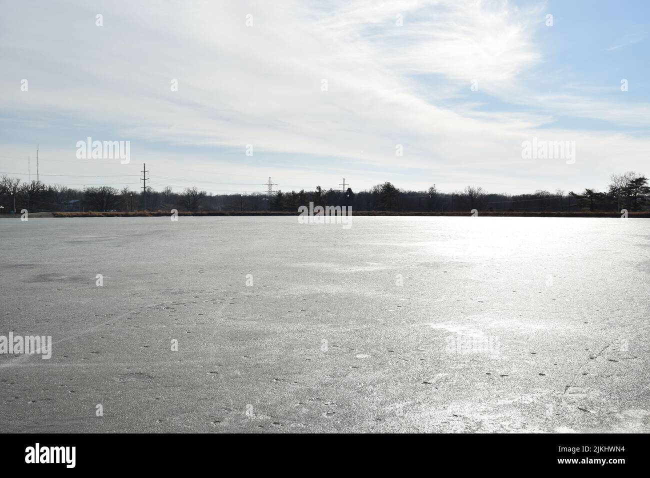 Frozen Lake at Miller Park, Bloomington, IL 61701 Stock Photo Alamy