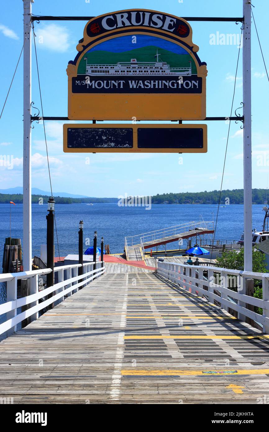 A vertical shot of the boat ramp to MS Mount Washington on Lake