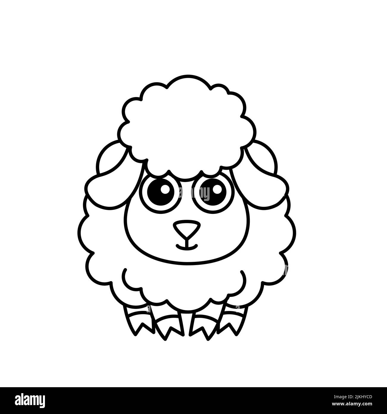 Funny farm animal. Coloring sheep in a cartoon style Stock Vector Image
