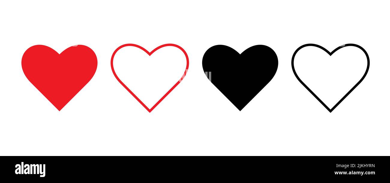 Heart vector icons on white background. love symbol isolated Stock