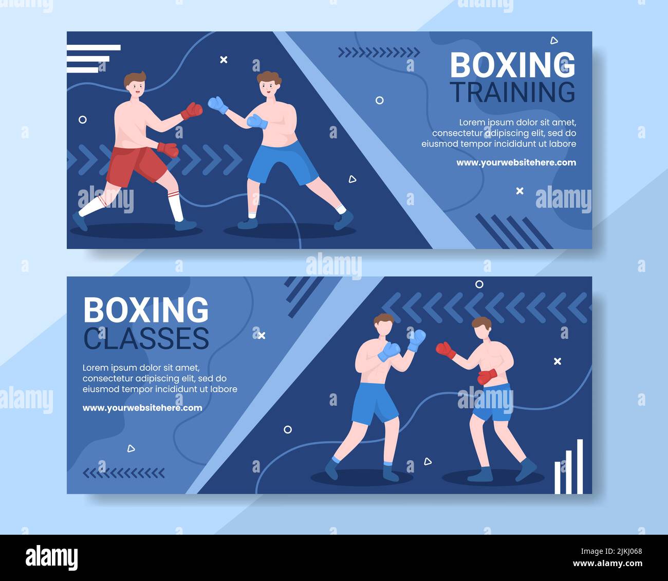 Professional Boxing Banner Template Cartoon Background Vector Illustration Stock Vector