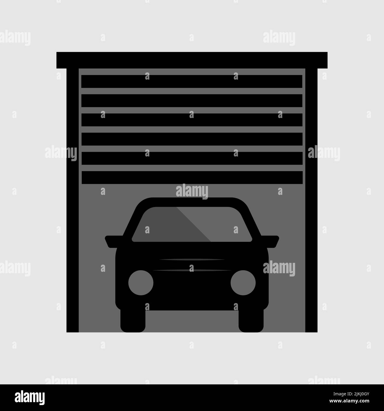 Car in garage icon isolated, vector illustration. Stock Vector