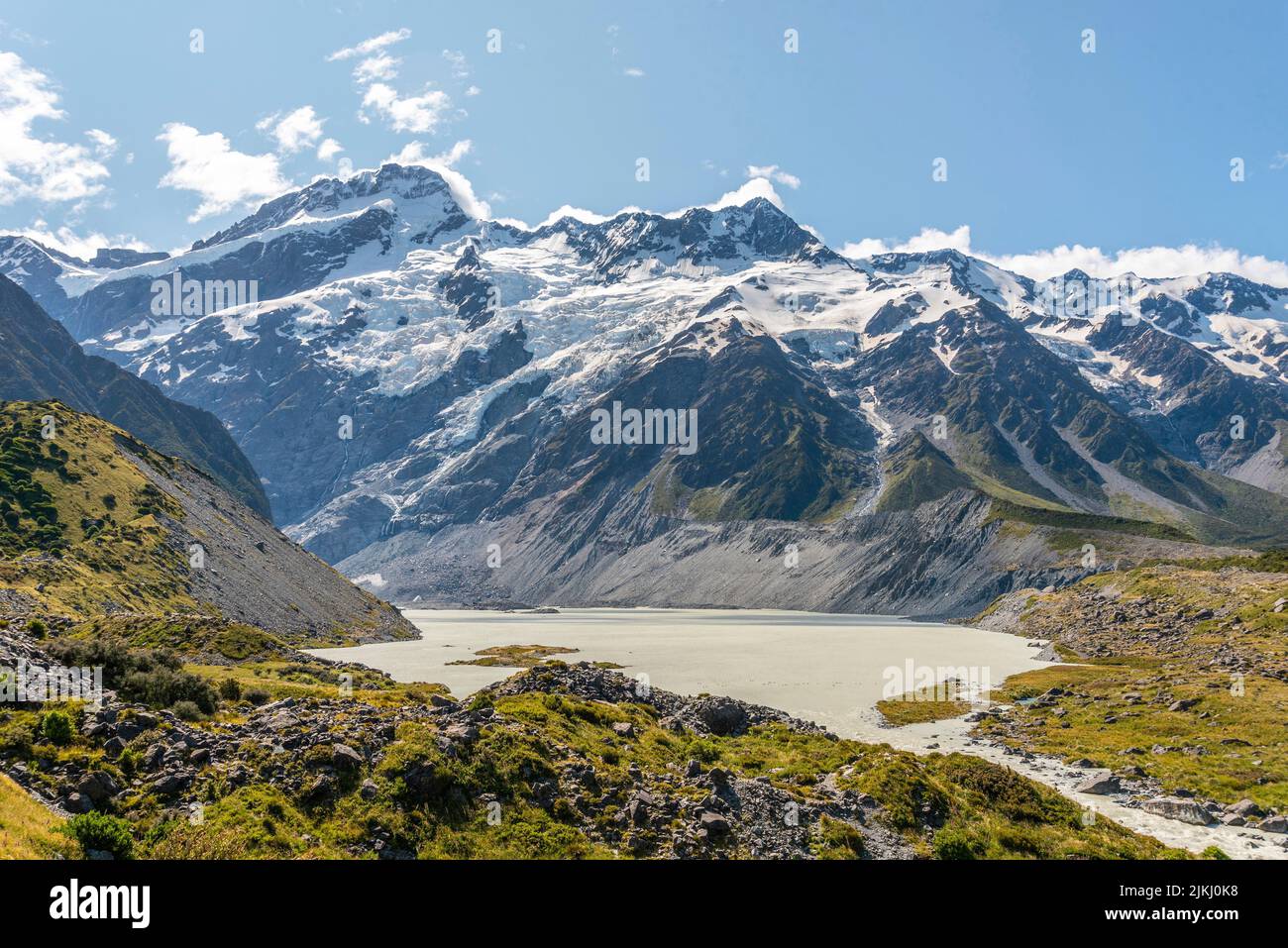 Famous Mount Cook from Hooker Valley track, South Island of New Zealand Stock Photo