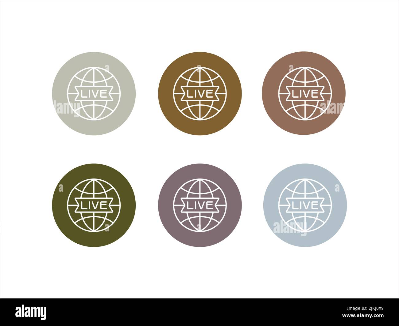 Live streaming online icon set or worldwide broadcasting icon set Stock Vector