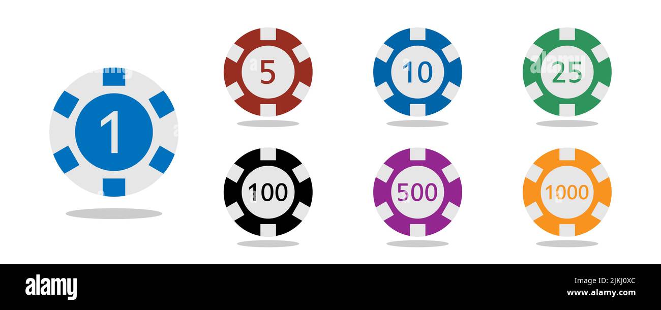 Casino coins chip set isolated on white background. Vector illustration. Stock Vector