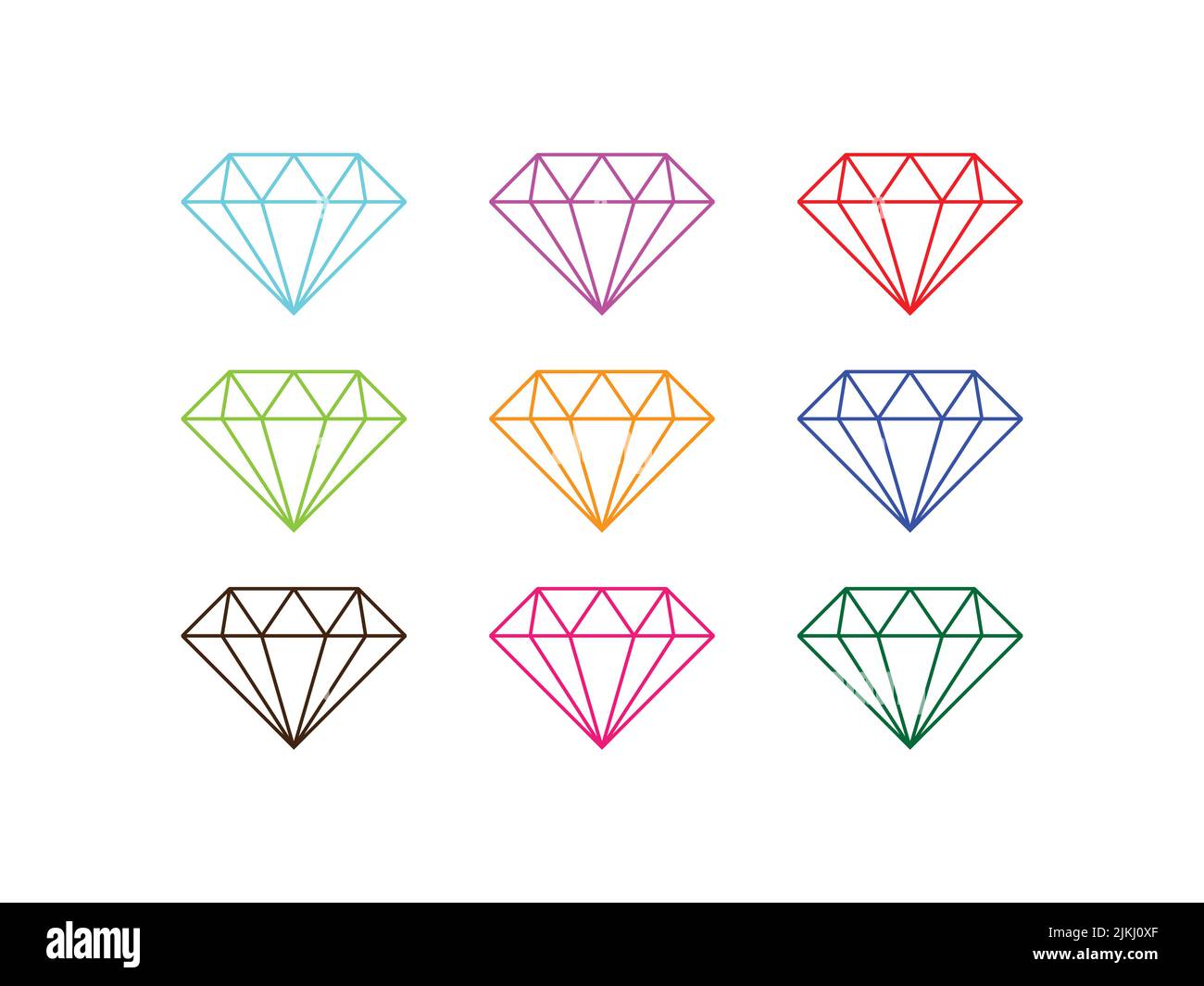 Diamond line linear style sign icons for mobile concept, symbol, logo and web design pixel perfect vector graphics Stock Vector
