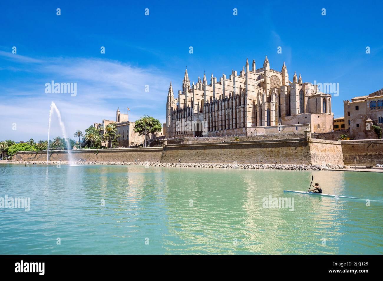 Spain, Balearic islands, Mallorca, Palma. The Cathedral of Santa Maria of Palma (Cathedral of St. Mary of Palma) also konwn as La Seu Stock Photo