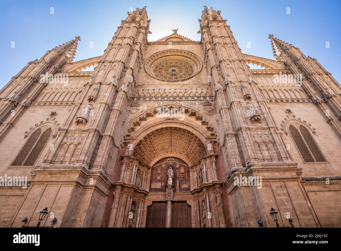 Spain, Balearic islands, Mallorca, Palma. The Cathedral of Santa Maria of Palma (Cathedral of St. Mary of Palma) also konwn as La Seu Stock Photo