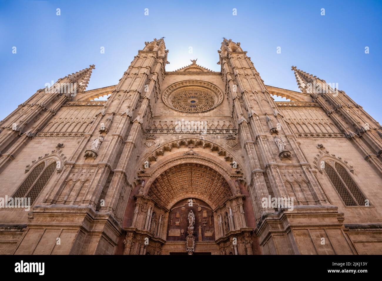 Spain, Balearic islands, Mallorca, Palma. The Cathedral of Santa Maria of Palma (Cathedral of St. Mary of Palma) also konwn as La Seu Stock Photo