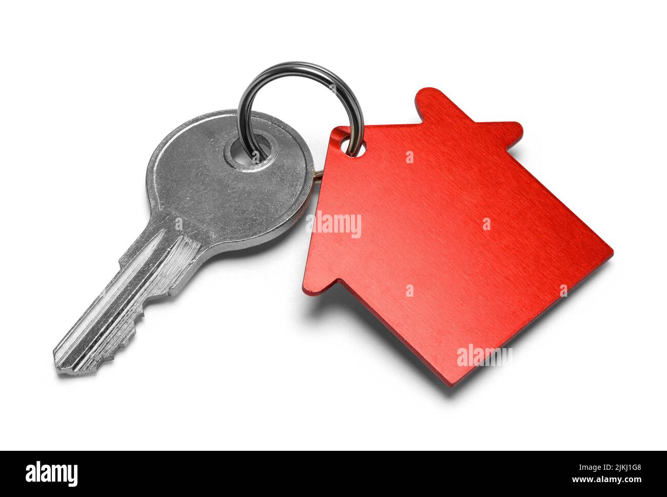 Single House Key Cut Out on White. Stock Photo
