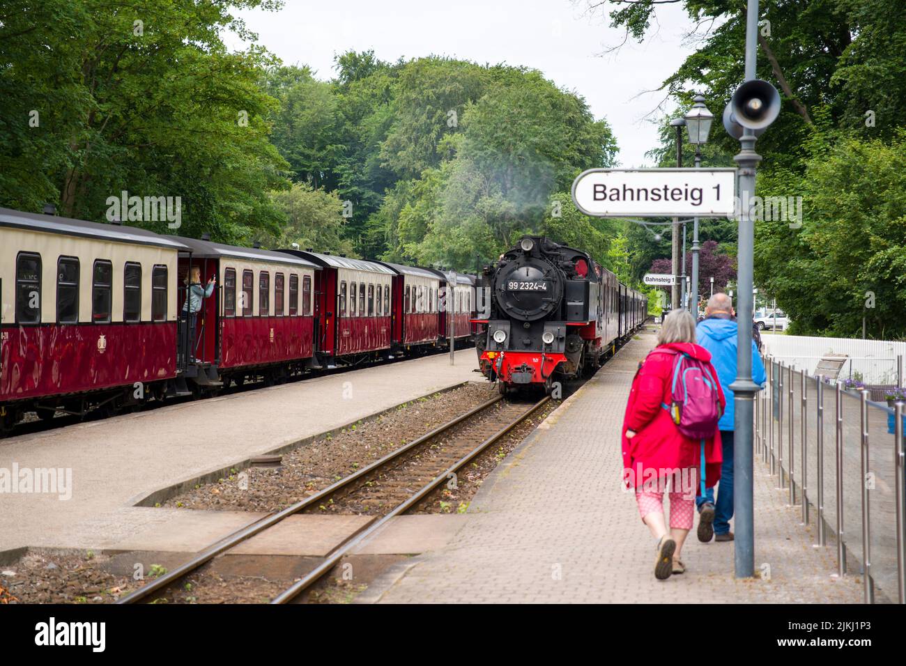 Steam railroad, Molli, narrow-gauge railroad, railroad, station, Kühlungsborn-West, Mecklenburg-Western Pomerania Stock Photo