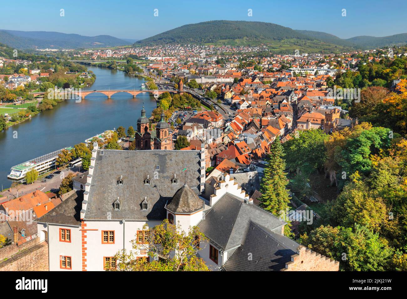 View from the Mildenburg over the old town of Miltenberg am Main, Lower Franconia, Bavaria, Germany Stock Photo