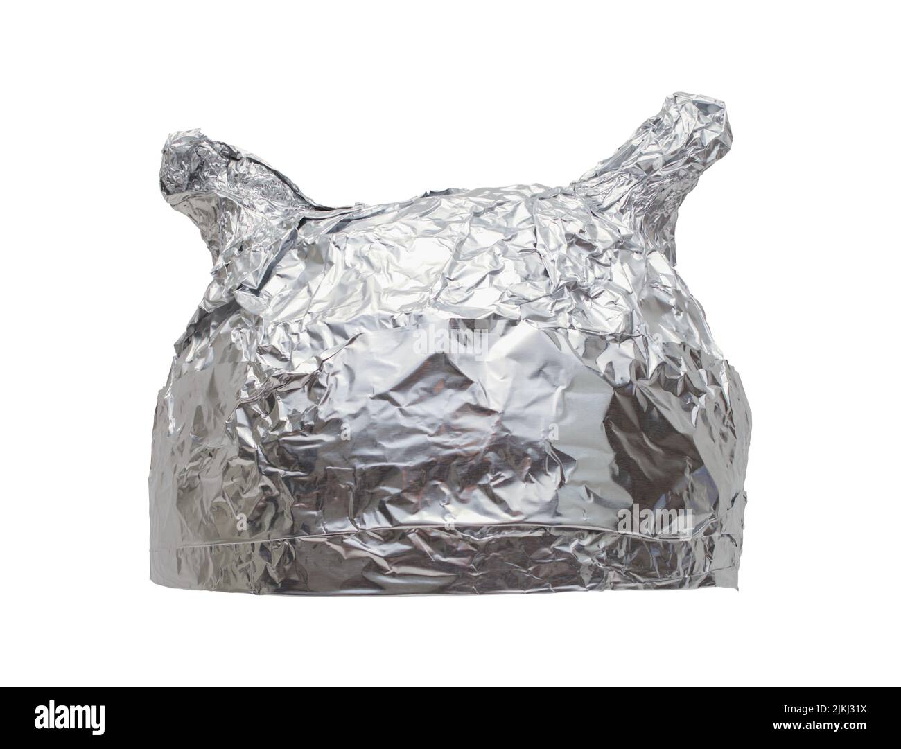 Aluminum Tin Hat Cut Out on White. Stock Photo