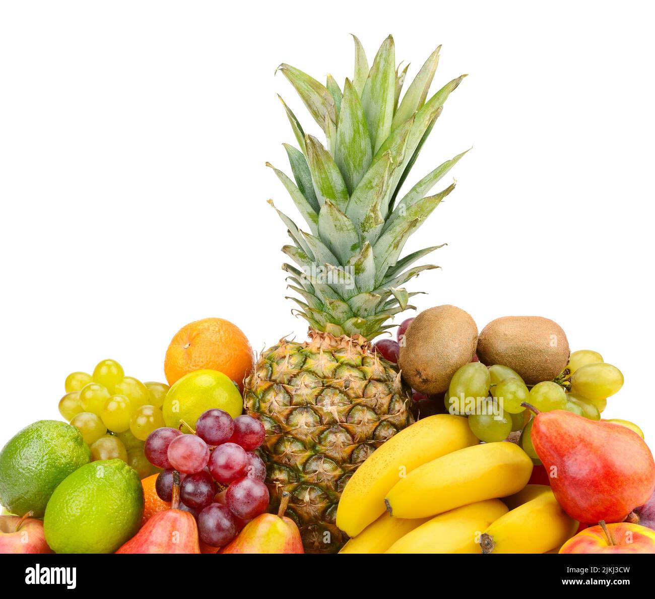 Delicious fresh fruits isolated on white background Stock Photo