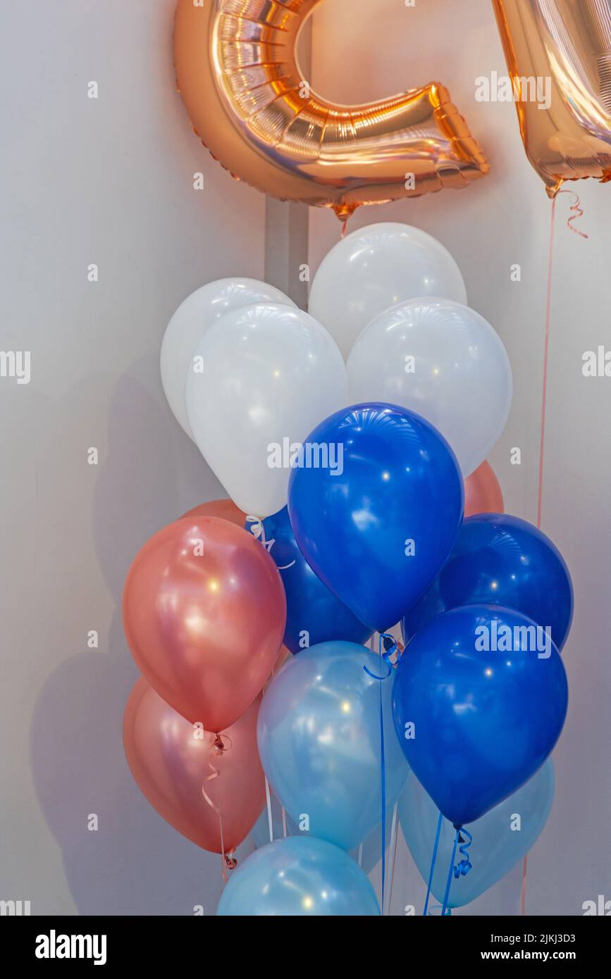 Birthday Party Celebration Helium Balloons Cluster Decoration Stock Photo