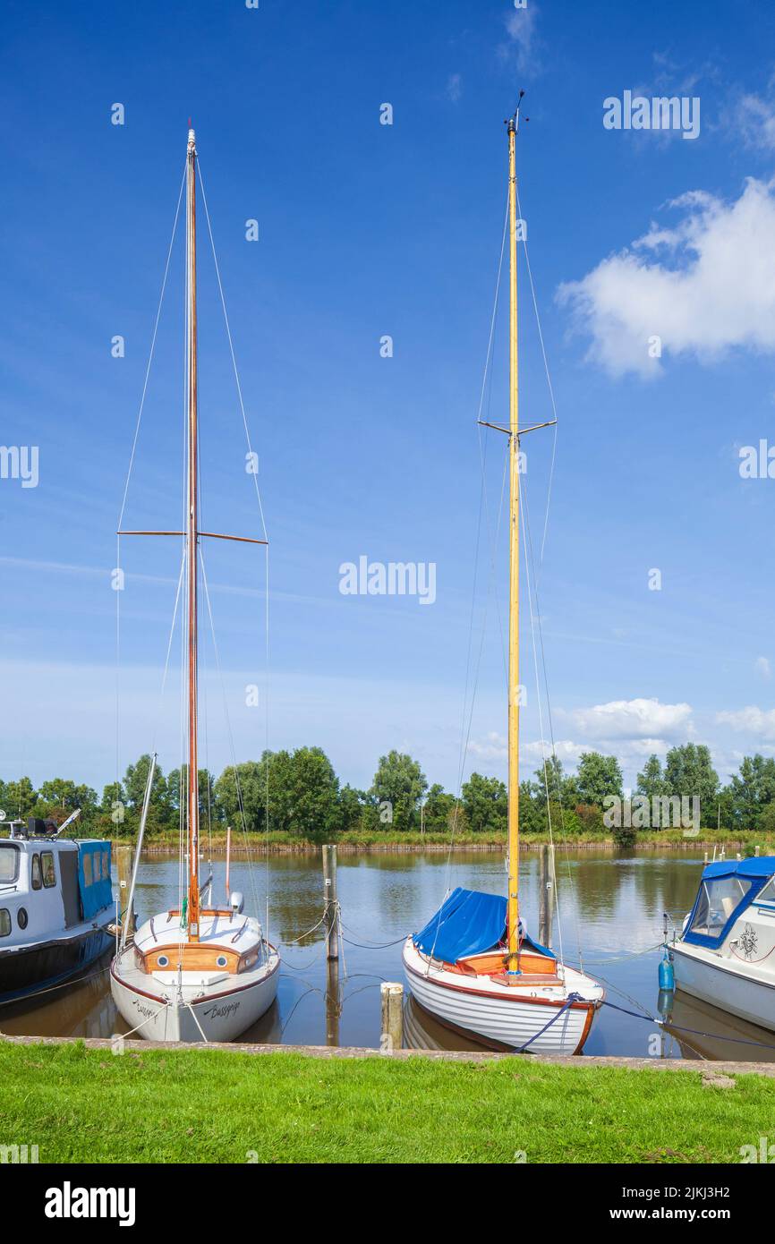 Sailing boats in Varel harbor, Varel, Lower Saxony, Germany, Europe Stock Photo