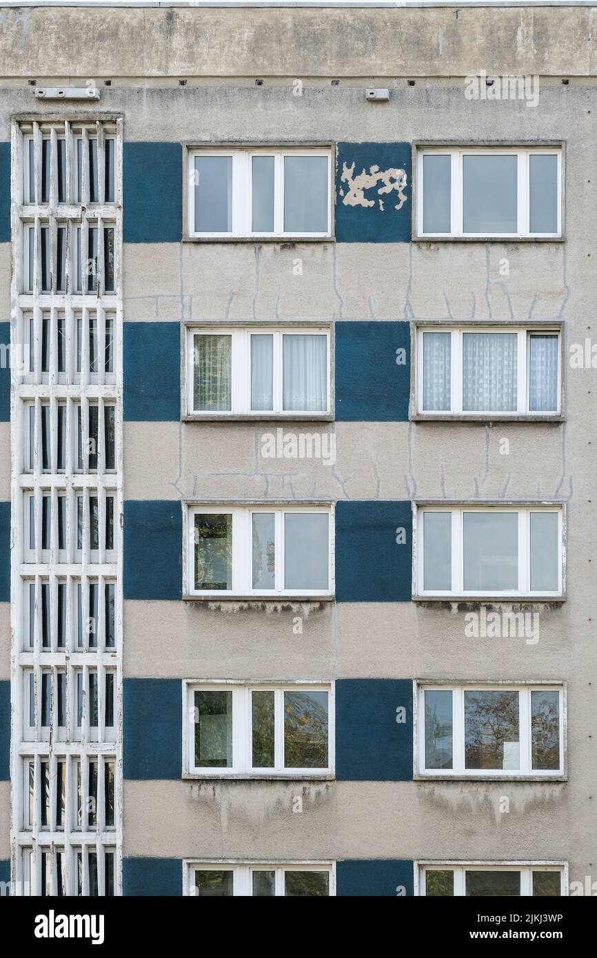 Germany, Saxony-Anhalt, Dessau, WBS70, prefabricated building, facade, housing series of the former GDR Stock Photo