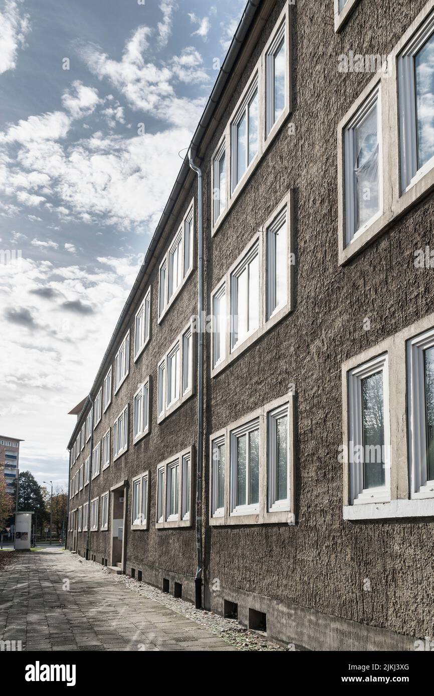 Germany, Saxony-Anhalt, Dessau, facade, GDR panel building Stock Photo