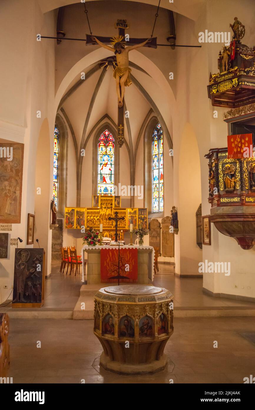 An interior view of Katharina church in Schwaebisch Hall, Germany Stock Photo