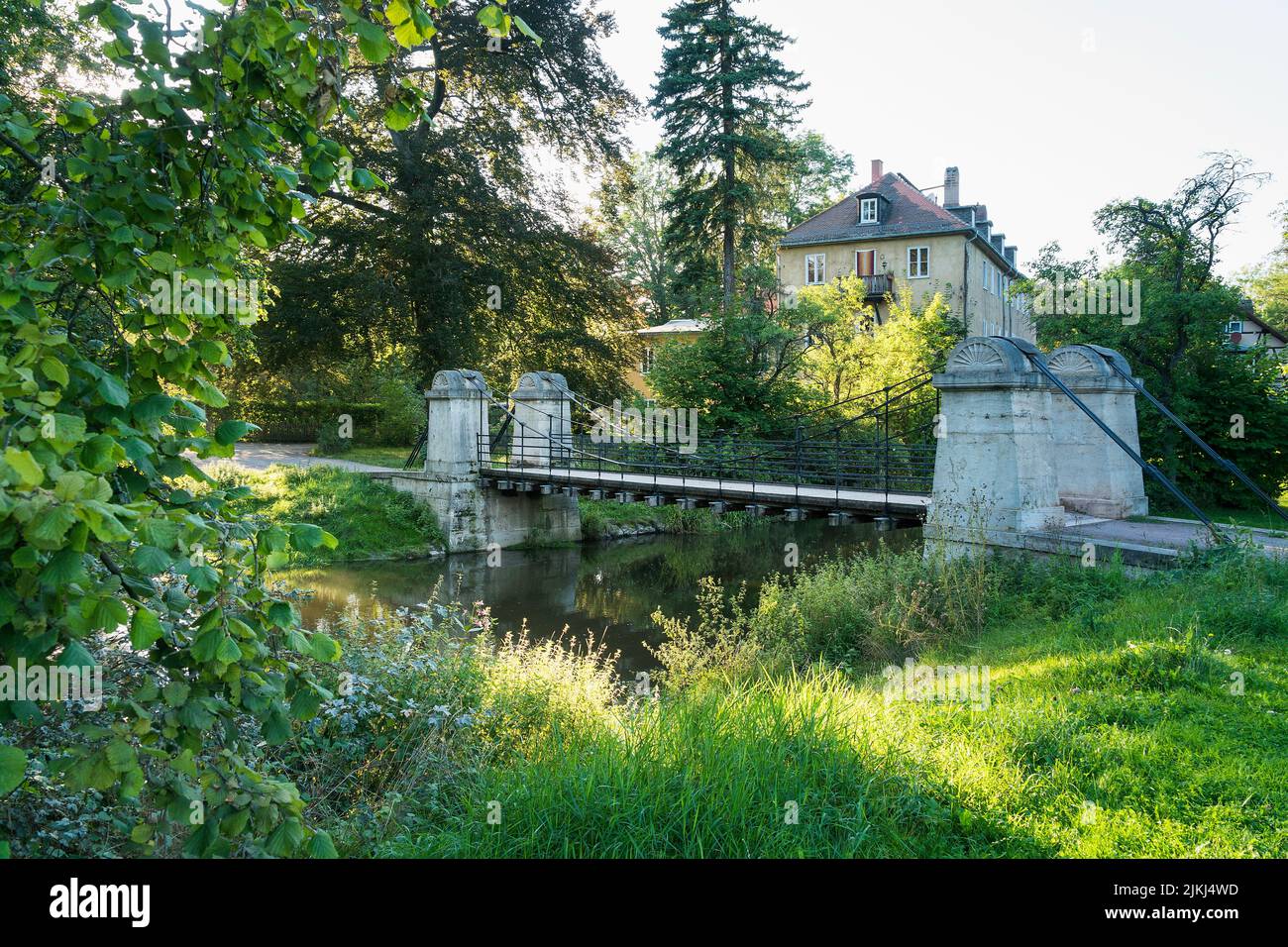 Weimar, Thuringia, park at the Ilm, swing bridge, oldest preserved