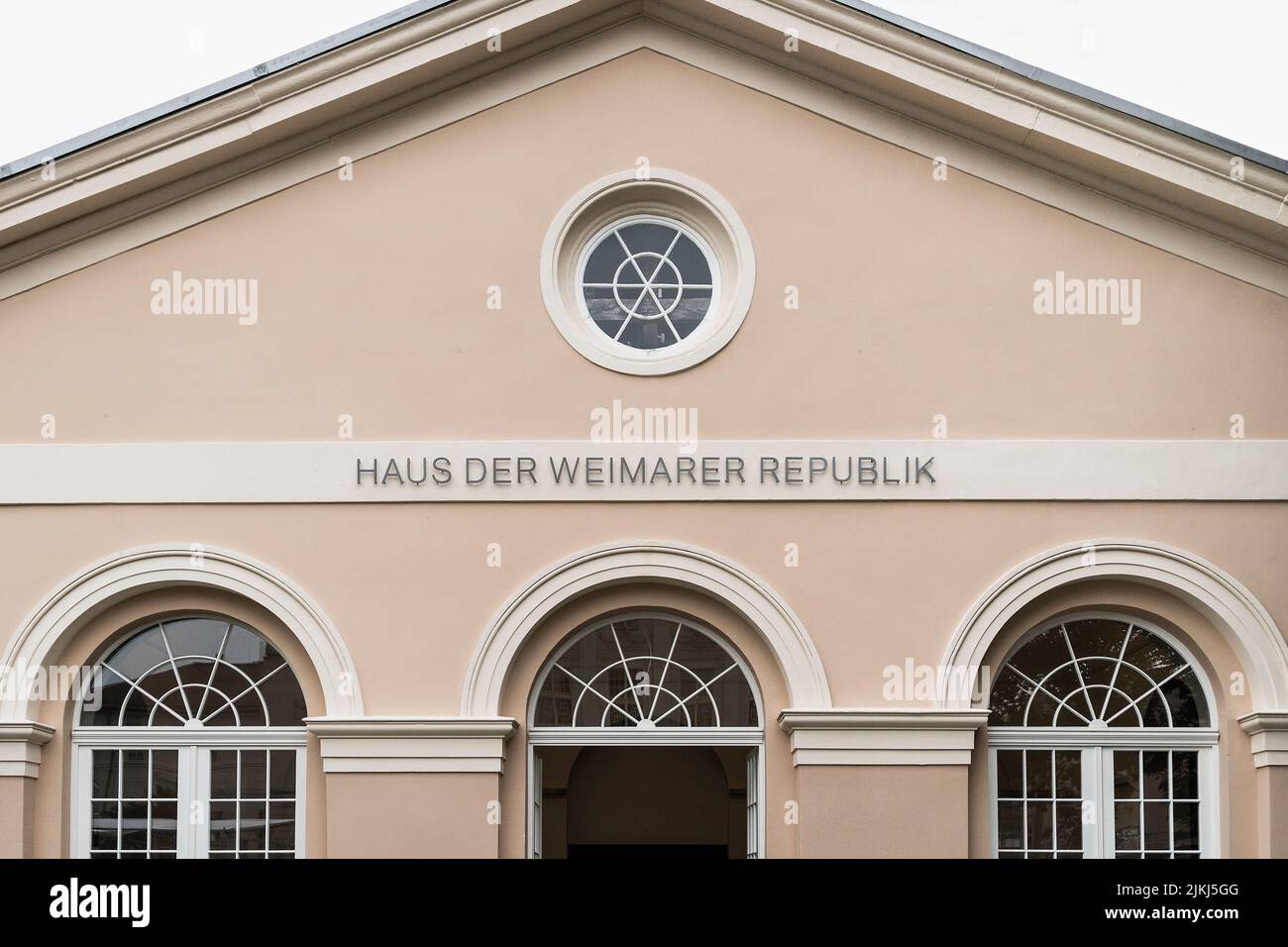 Weimar, Thuringia, theater square, house of the Weimar Republic, lettering Stock Photo
