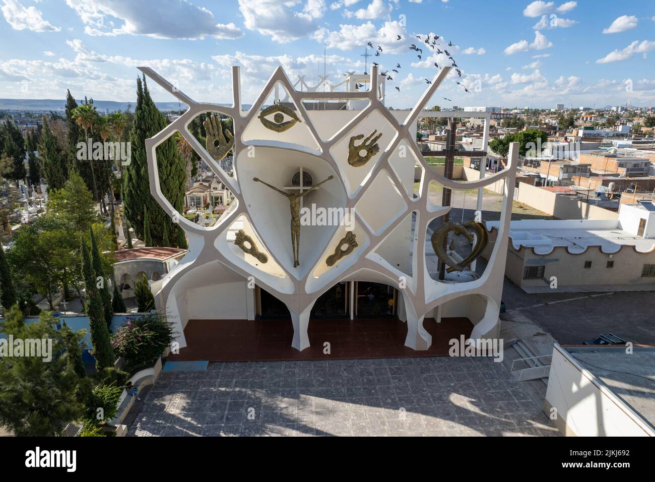 Temple of the lord of the rays, the first church of modern style built in Aguascalientes, Mexico Stock Photo
