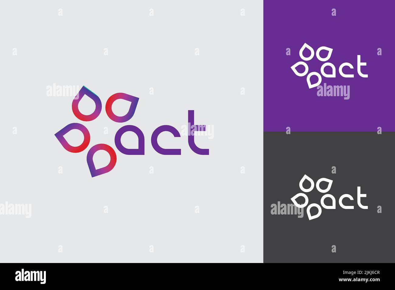 Act vector logo with floral graphics purple and red color combination Stock Vector